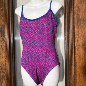 90's Paisley Print Women's One Piece Swimsuit size 14